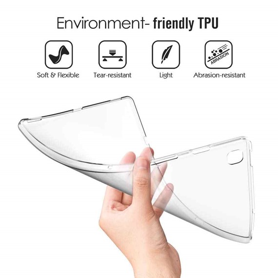 Samsung Galaxy Tab S5e T720 CaseUp İnce Şeffaf Silikon Kılıf Beyaz 3